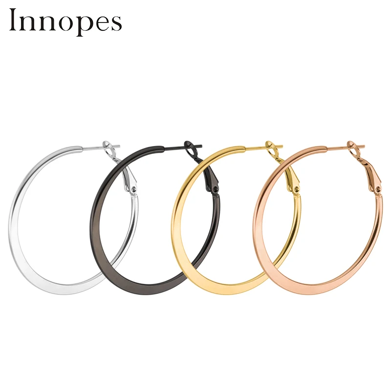 Innopes, Винтажные серьги-кольца для женщин, аксессуары, Преувеличенные большие круглые серьги, простые Приплюснутые серьги, модное ювелирное изделие, подарок