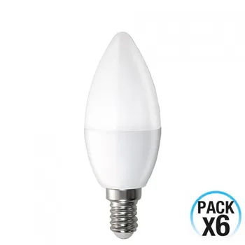 

Pack 6 LED Bulbs Candle E14 6W Equi.40W 470lm 15000H 1Primer Leader