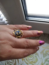 Anillo de flores esmaltado en azul y tinta chapada en oro Vintage, anillos de Signet grabados de diseño Simple para hombre, joyería gótica Punk para fiesta