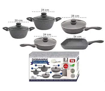 

Set batteria di pentole DGBavaria 9 pezzi grigio antiaderente 255010