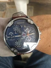 Reloj de cuarzo grande para hombre, cronógrafo con cuerpo de 52mm con pulsera, resistente al agua, con doble hora, estilo militar