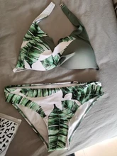 Swimwear Women Swimsuits Bikinis-Set Bathing-Suit Biquini Beach-Wear Leaf-Print Riseado