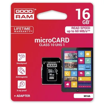 

MicroSD 16GB CARD class 10 UHS I + adapter - retail blister pack