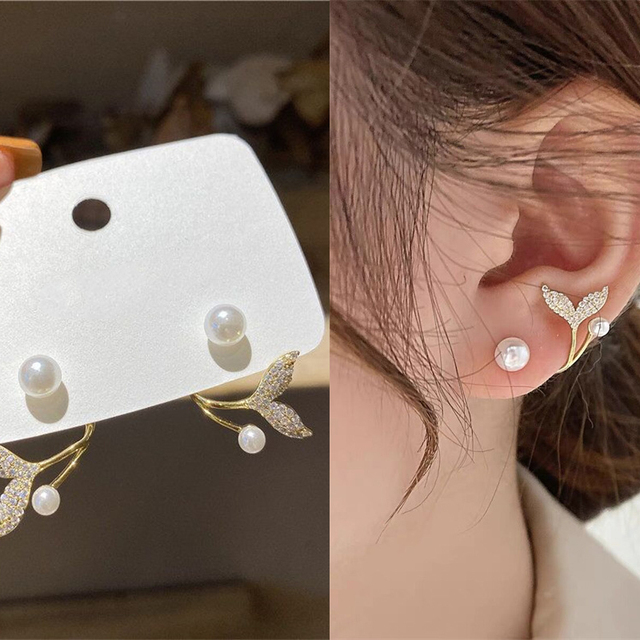 Claw Stud Earrings for Women Punk Four-Prong Geometric Rake Pearl Korean Ear Hook Clip Earrings 2022 Trend Jewelry brinco
