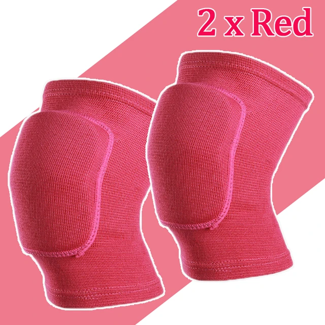 Sports Compression Knee Pads Elastic Knee Protector Thickened Sponge Knees Brace Support for Dancing Workout Training 2pcs Red