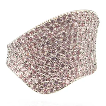 

21x20mm SheCrown Special Created Pink Kunzite Gift For Sister European Style Silver Rings