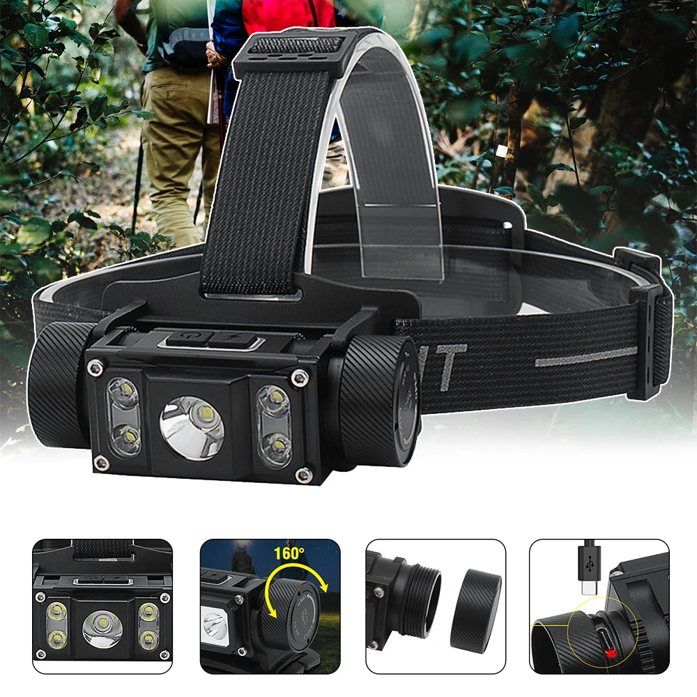 

New Boruit B50 1200LM LED Head Flashlight L2 LED Headlamp 18650 21700 Water proof Camping Fishing Led Head Lamp