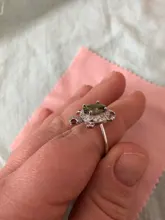 Anillo de tortuga verde oliva grande para mujer, anillos de piedra circón de cristal de Color plateado para mujer, joyería de boda, regalo de San Valentín
