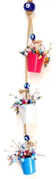 

Evil Eye Beaded Colorful Bucket Wall Ornament Evil Eye Beaded Door and Wall Decor