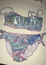 Bañador con abertura de dos piezas para niña, Tops de diseño de sirena fresco y pantalones cortos de vendaje, Bikini, ropa de playa, 6-11 años