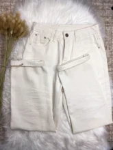 White Jeans Denim Pants High-Waist Woman Spring-Meters Loose Nine Ankle