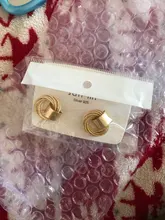 Drop-Earrings Twist-Statement Metal AENSOA Vintage New-Fashion Gold-Color Trendy Women