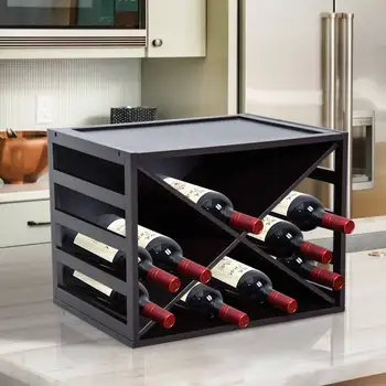 

Wooden wine rack Wine Rack X Shape Creative and Decorative Stackable for 16 Bottles Background 45x35x34.5cm
