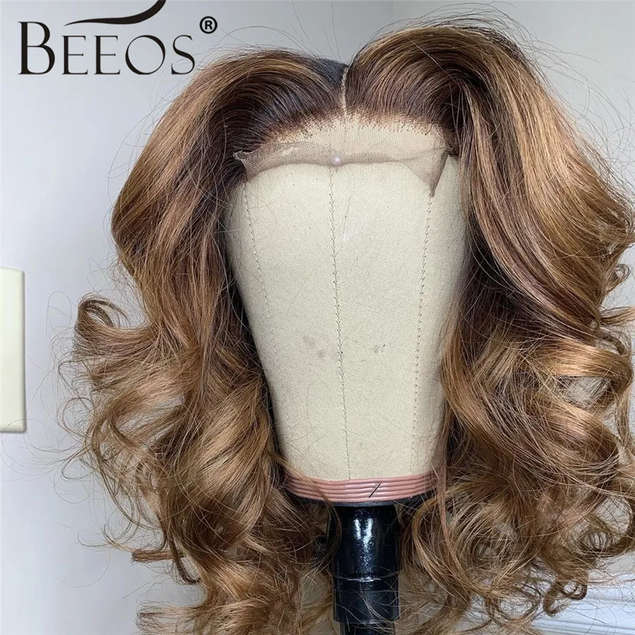 Beeos180%  Lace Front Human Hair Wigs Hondy Blond Loose Wave Pre Plucked With Baby Hair Bleached Knots Brazilian Remy