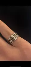 HUANZHI 2020 humano cara multicapa anillos con letras Irregular Cadena de plata tibetana Retro anillo estilo Punk joyería para hombres y mujeres