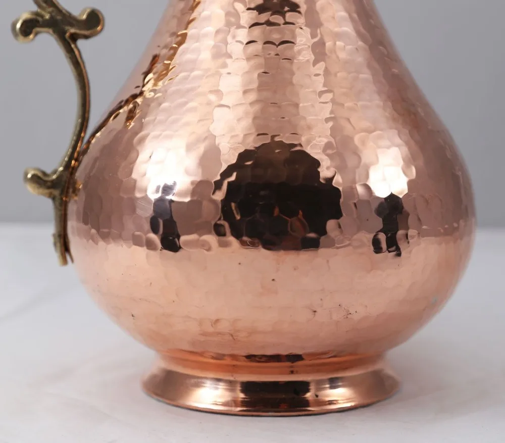 7- Premium Quality Copper Wine Pitcher Water Jug Wine Jug Pure Copper Pitcher Carafe Handmade , Hand Hammered Made in Turkey Drinkware 2 Lt (70 fl oz) Cristmas Gift Box Hand Carved Hand Crafted
