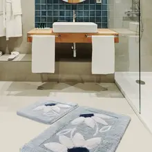 Коврики для ванной нескользящие Противоскользящие коврики противоскользящие синие маргаритки 2'Li набор 60X100 см-50X60 см