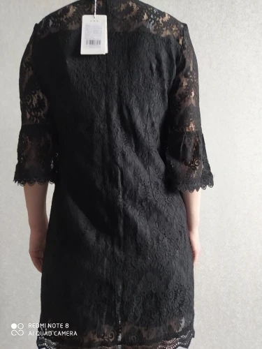 TAOYIZHUAI 2019 Autumn Women Balck Dress Large Size Hollow Out Flare Sleeve Collar Zipper Fly Casual Lace Dress For Women 16089 reviews №3 134133