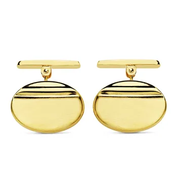 

Cufflinks 18k gold oval 18mm. Horizontal bands smooth closure rigid