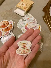 Pegatinas decorativas de papelería para el día de la tarde, juego de pegatinas de papelería para pastel, café, álbum diario de recortes, bricolaje