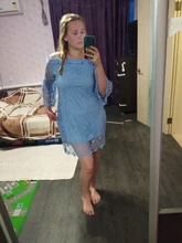 Mini Dress Vestidos Lace Elegant Off-Shoulder Summer Sexy Women Flare-Sleeve Slash-Neck