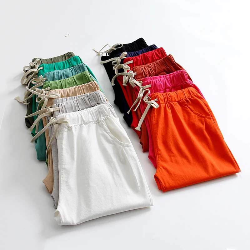 Obrix Loose Light Cotton Casual Style Female Pants Streetwear Sporty Regular Drawstring Elastic Waist Trousers For Everyday Wear | Женская