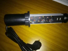 COSWALL para POP 3 hembra 2 puerto de carga USB de la Mesa de cocina toma para escritorio retráctil enchufe de la UE de cuerpo de aluminio de fondo azul