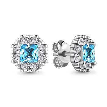 

Children earrings AQUAMARINE with artificial vstavkmi, cubic zirconia, silver 925