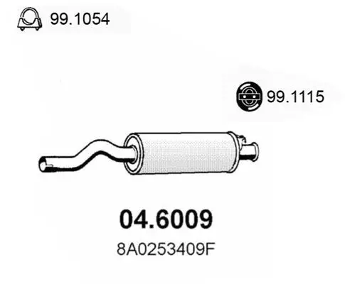 Резонатор глушит. Audi 80 2.0 91 ASSO 046009
