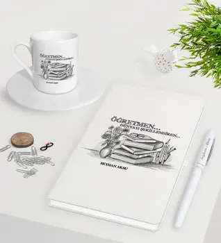 

Personalized Teacher White Notebook Pen Turkish coffee Cup Seti-1
