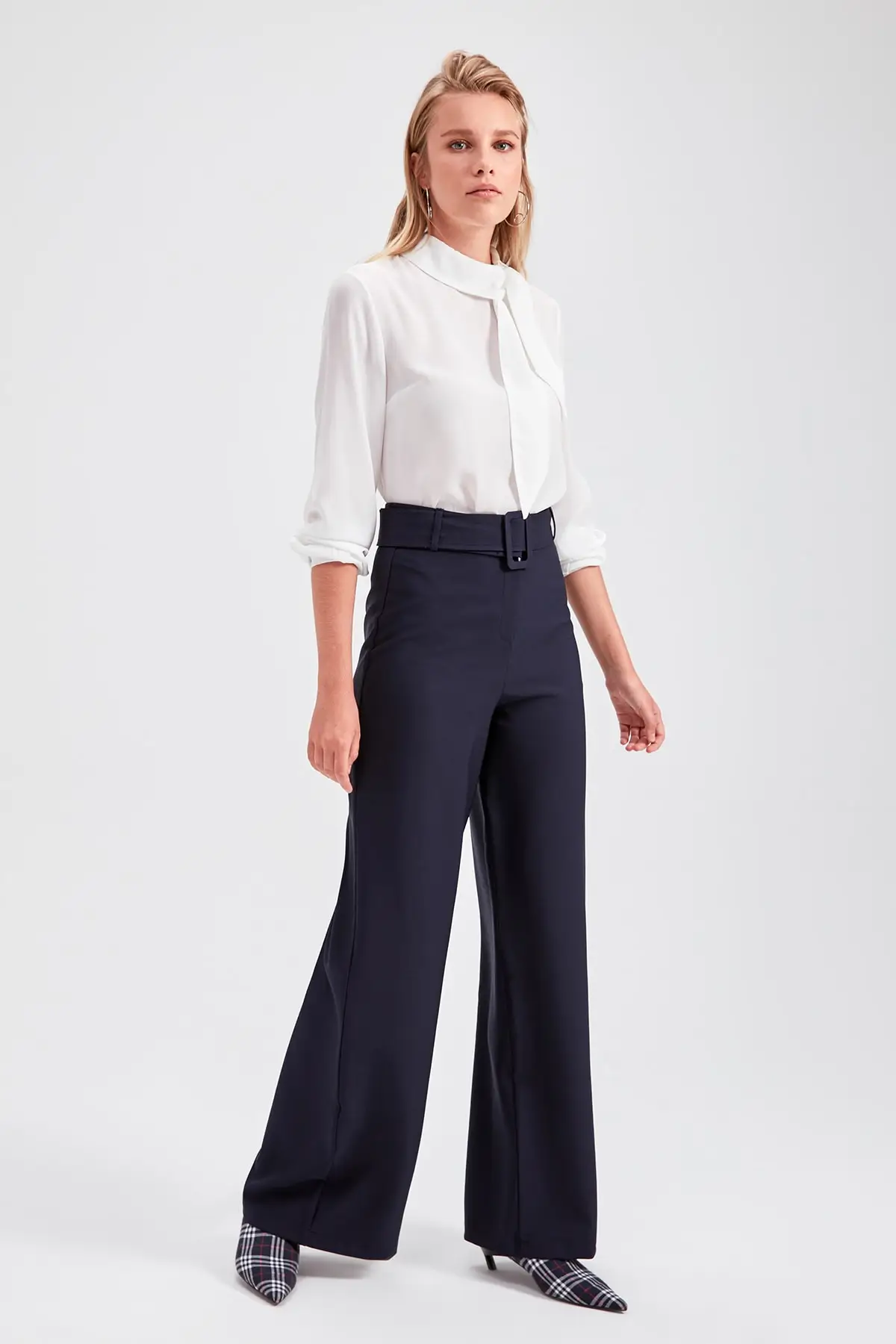 Темно синие брюки с арками TWOAW20PL0146|Брюки |