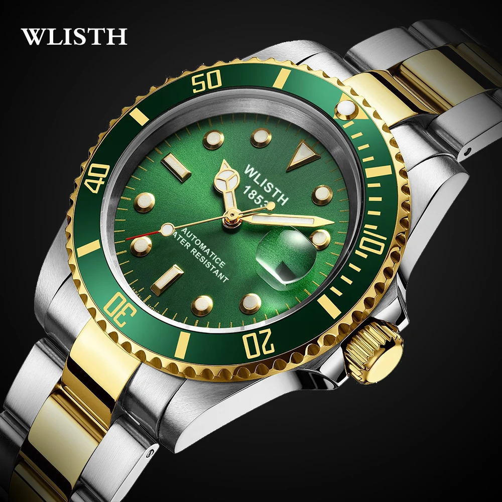 

WLISTH Men Mechanical Watch For Men Stainless Steel Automatic WristWatch Luxury Luminous Waterproof Watch Men Relogio Masculino