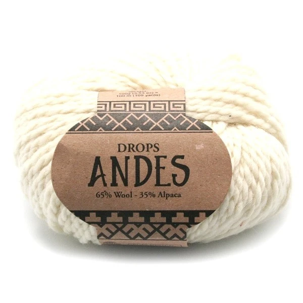 0100 Off white/кремовый Пряжа DROPS «Andes» - Цвет: 0100 Off white/кремовый