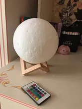 Mini lámpara de Luna 3D imprimir noche luz recargable 3 Color Tap Control lámpara cambio de colores remoto LED de Luna luz regalo