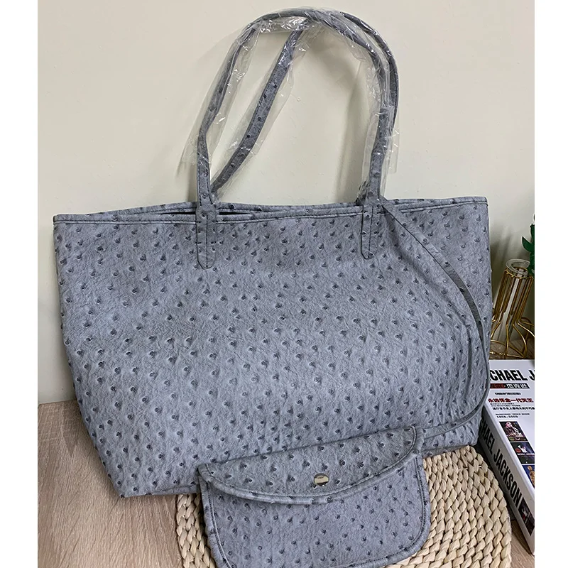 XMESSUN Original Fashion Style Women Bag Portable Women's Bucket Bags Ostrich Pattern Shopping Tote Casual Simple Ladies Handbag 4