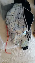 AIREEBAY-riñonera holográfica plateada para mujer, bolso con cinturón, color negro, con formas geométricas, para pecho y teléfono