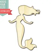 Русалка дерево вырезанный-на заказ Выберите свой размер-лазерная резка Деревянные Художественные товары для рукоделия Настенный декор свадебный детский DCS0171