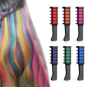

6 color Portable Hair Dye Comb Disposable Temporary Hair Chalk Color Comb for Multi Color Hair