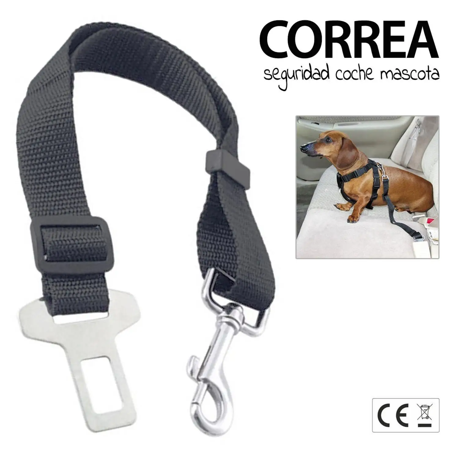 Envio desde España CINTURÓN DE SEGURIDAD PERRO PARA COCHE correa collar mascota gato asiento