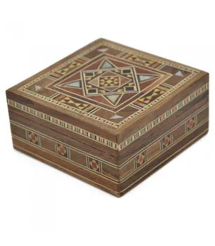 

Square Box Taracea Syria - Wood and Nacre - 8 cm - Palmira Model