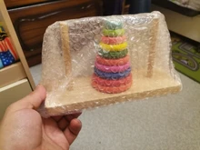 Torre Hanói de arco iris, anillo de torre de bloques niños Montessori Educación Temprana de puzle juguetes de bebé regalo ZXH