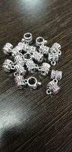 Lote de 20 a 200 Uds de cuentas espaciadoras de tubo sueltas chapadas en plata con flores para la fabricación de joyas, tubos colgantes, accesorios para collar y pulsera DIY