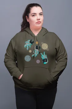 

Angemiel Wear PCs set Astronotçuklar Green Women 'S Hooded Sweatshirt