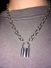 Cadena de eslabones Punk para mujer, colgante con candado de color dorado y plateado, joyería Punk