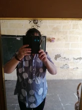 Blusa de tamaño grande para mujer, camisa informal de manga corta con puntos ondulados