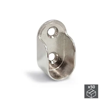 

Lot of 50 holders Emuca for hanging rod wardrobe in Zamak nickel-plated finish