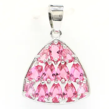 

30x20mm Dazzling Trangle Shape Created Pink Tourmaline Gift For Woman's Silver Pendant
