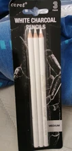 Corot-lápiz de carbón blanco para bocetos, lápiz estándar para bocetos, lápices de dibujo, suministros de pintura de arte, 3 uds.