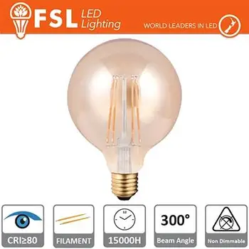 

Globe lamp filament Amber Dia 12,5cm - 6W 2200K E27 650LM