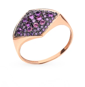 

Gold ring with amethyst and cubic zirconia sunlight
